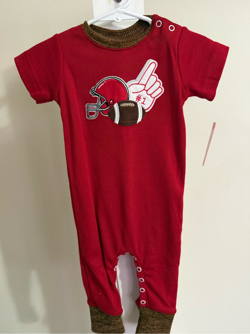 NWT Ricrac & Ruffles Football Romper - Picture 2 of 12
